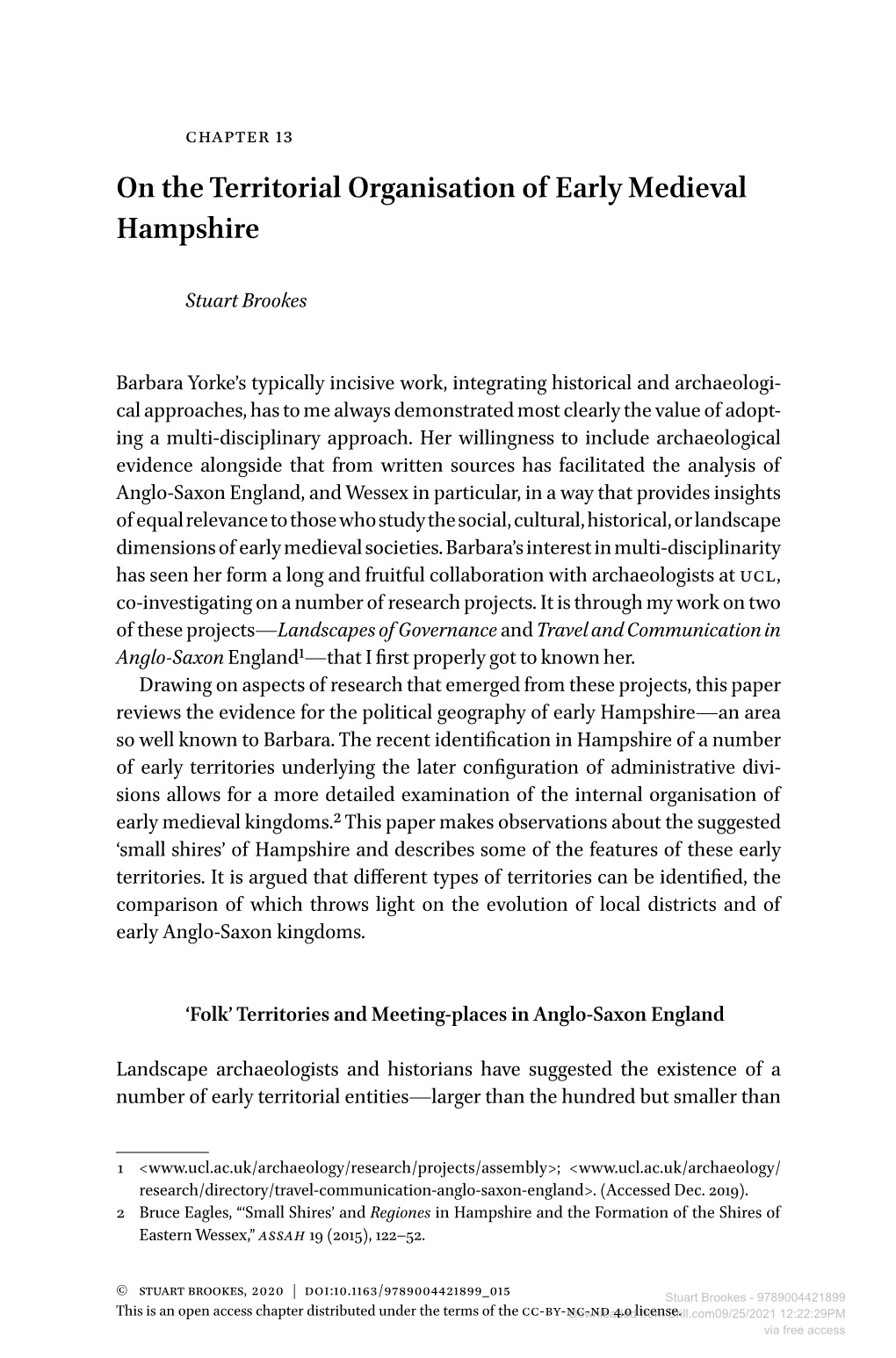 On the Territorial Organisation of Early Medieval Hampshire