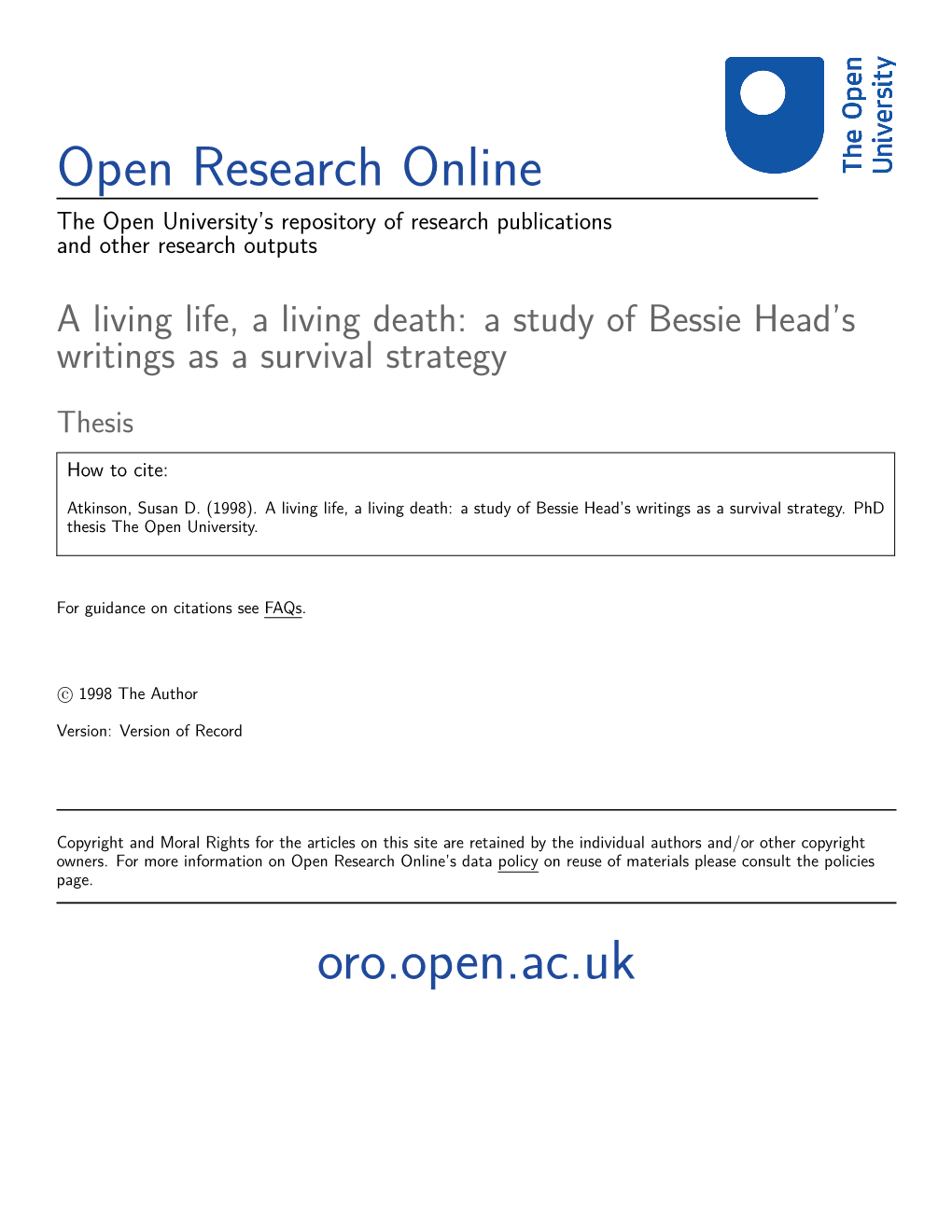 Open Research Online Oro.Open.Ac.Uk