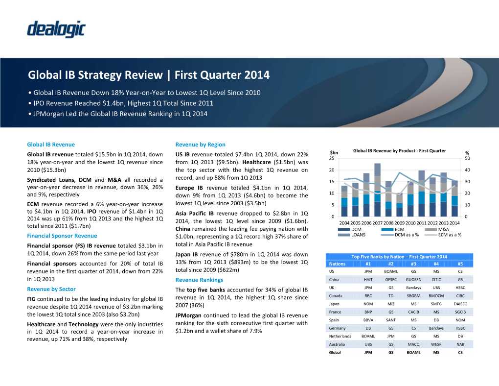 Global IB Strategy Review | First Quarter 2014