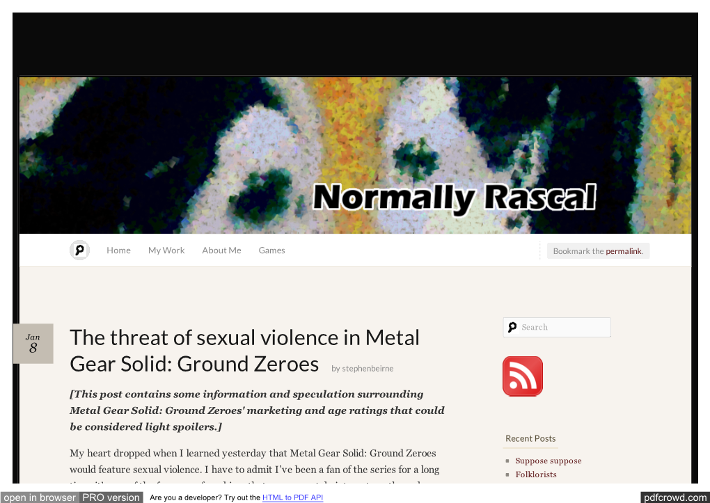 The Threat of Sexual Violence in Metal Gear Solid V