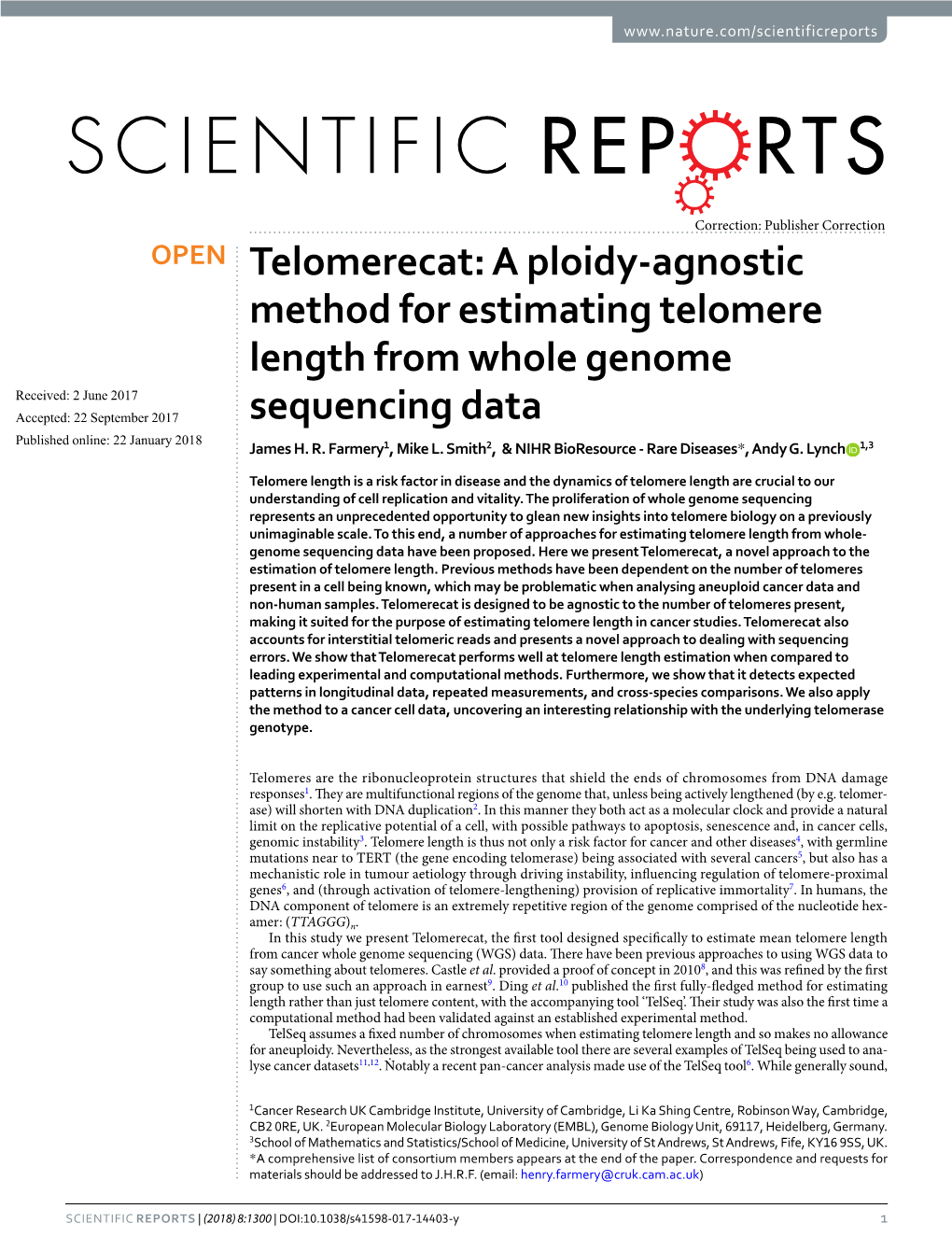 Telomerecat: a Ploidy-Agnostic Method for Estimating Telomere