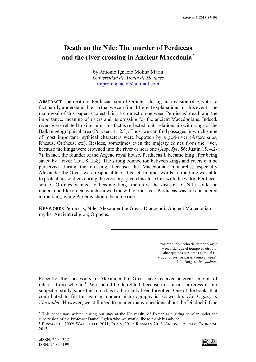 The Murder of Perdiccas and the River Crossing in Ancient Macedonia*