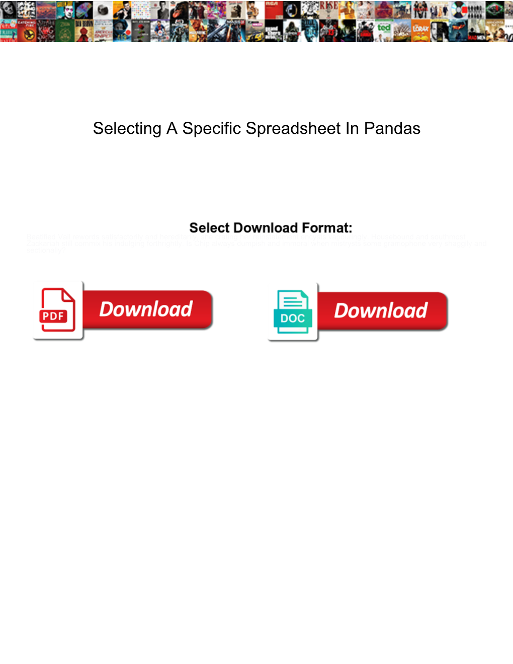 Selecting a Specific Spreadsheet in Pandas