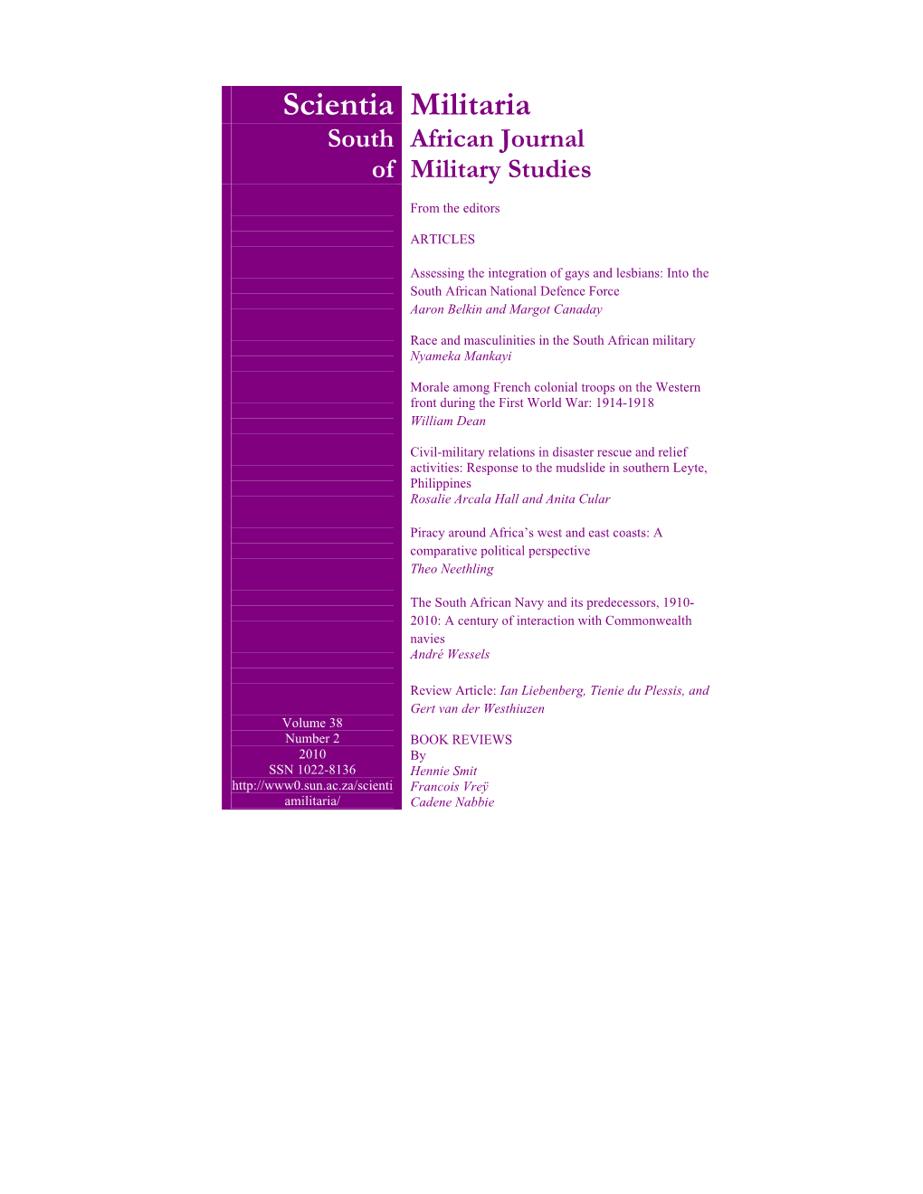 Scientia Militaria South African Journal of Military Studies