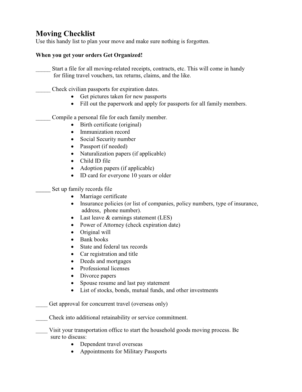 Moving Checklist Use This Handy List to Plan Your Move and Make Sure Nothing Is Forgotten