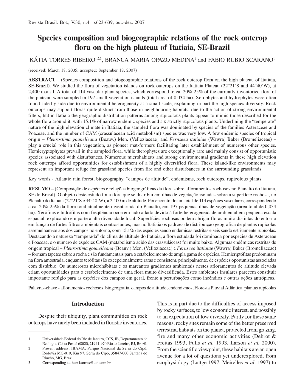 Species Composition and Biogeographic