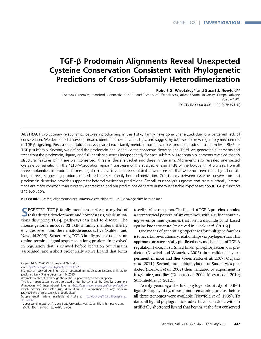 TGF-Β Prodomain Alignments Reveal Unexpected Cysteine Conservation Consistent with Phylogenetic Predictions of Cross-Subfamily