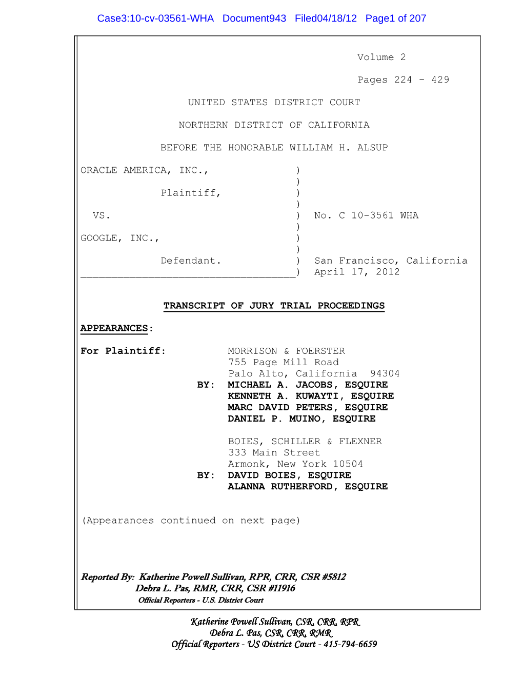 Case3:10-Cv-03561-WHA Document943 Filed04/18/12 Page1 of 207
