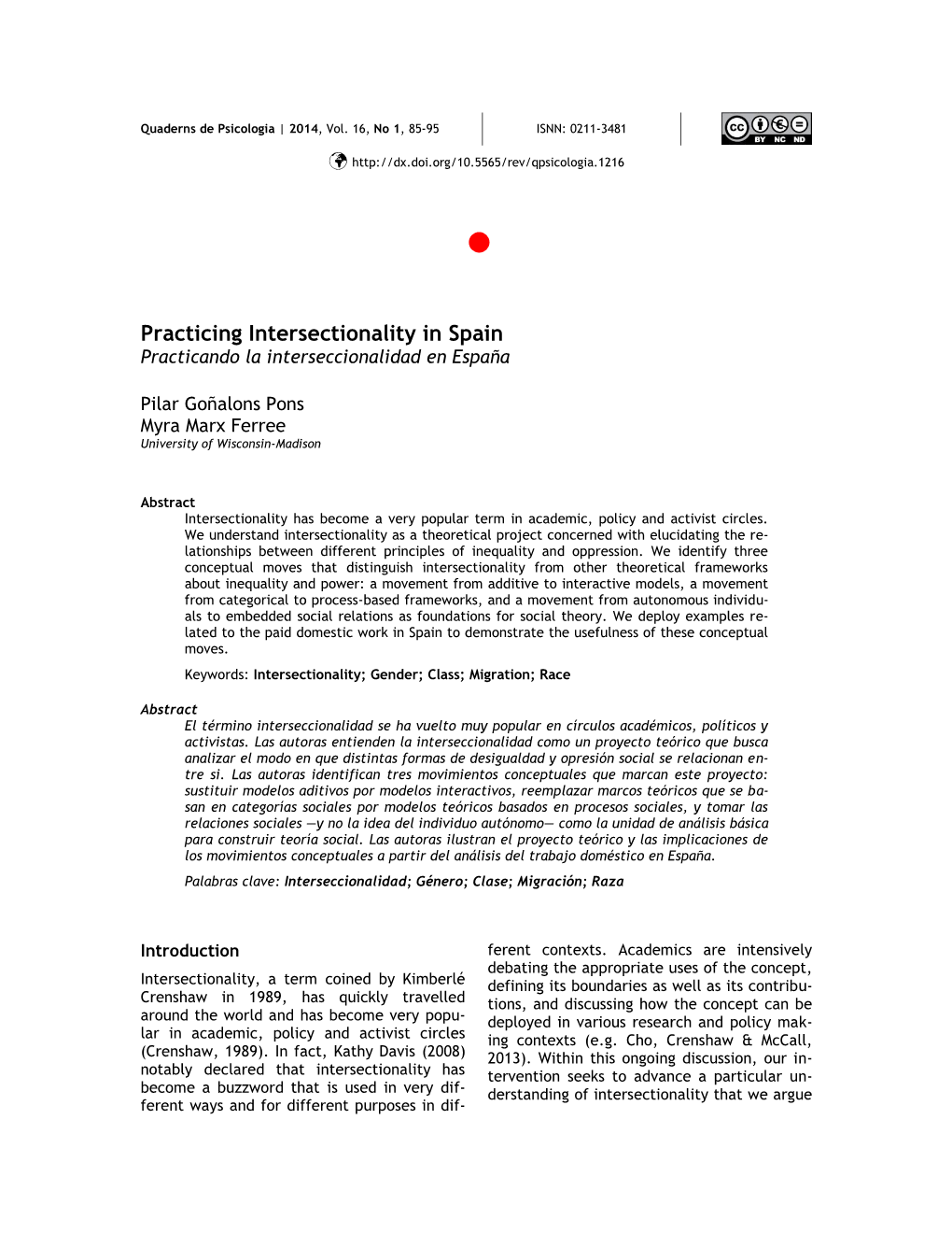 Quaderns De Psicologia | 2014, Vol