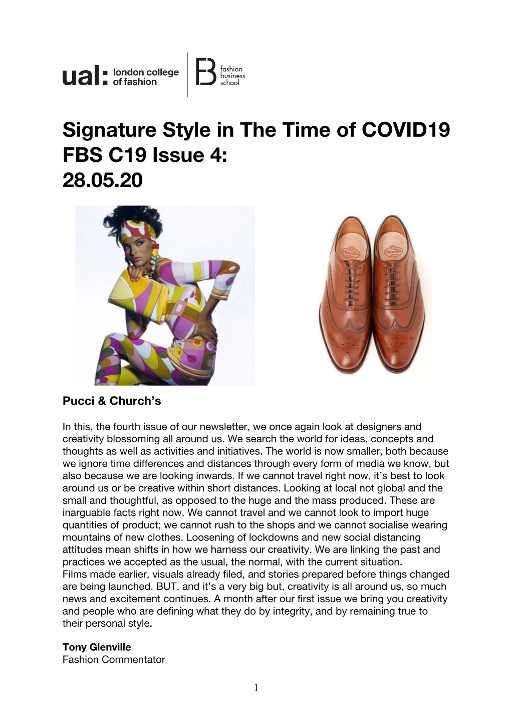 Signature Style in the Time of COVID19 FBS C19 Issue 4: 28.05.20