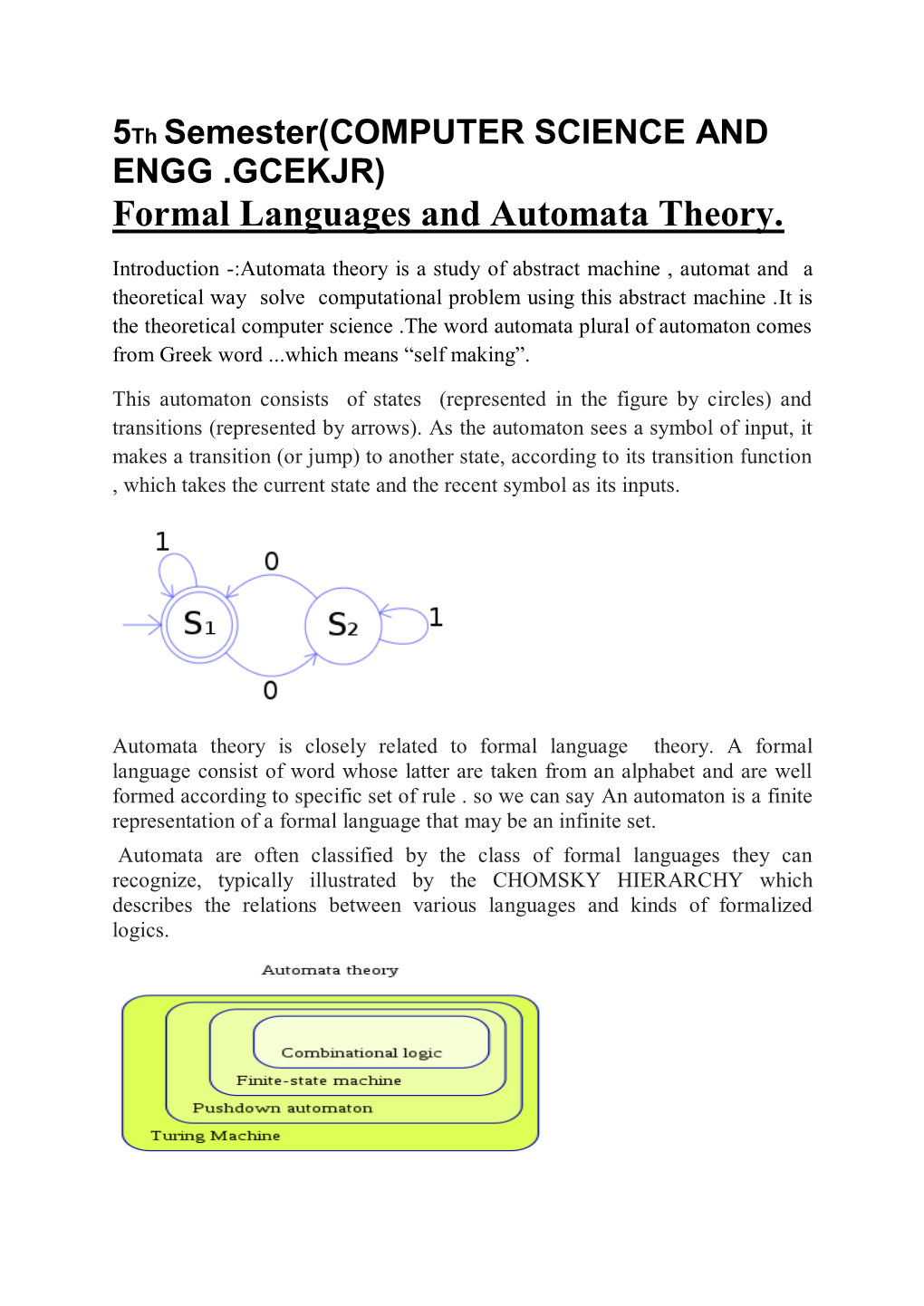 Formal Languages and Automata Theory