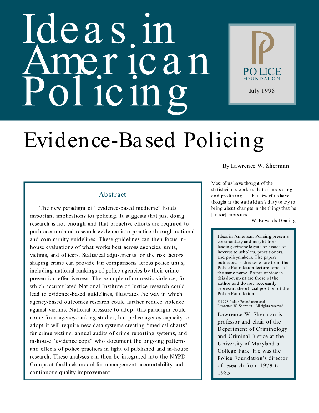 Evidence-Based Policing