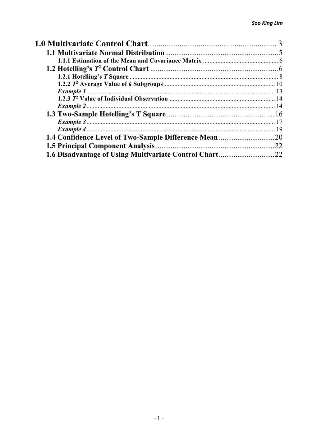 Multivariate Control Chart