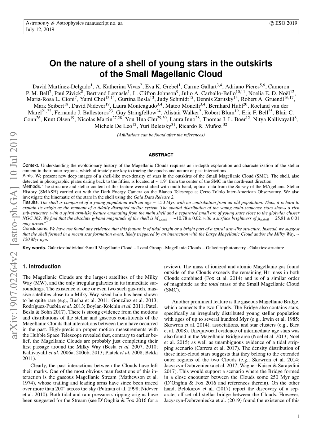 Arxiv:1907.02264V2 [Astro-Ph.GA] 10 Jul 2019 Also Found in the Magellanic Bridge Area (Noel¨ Et Al