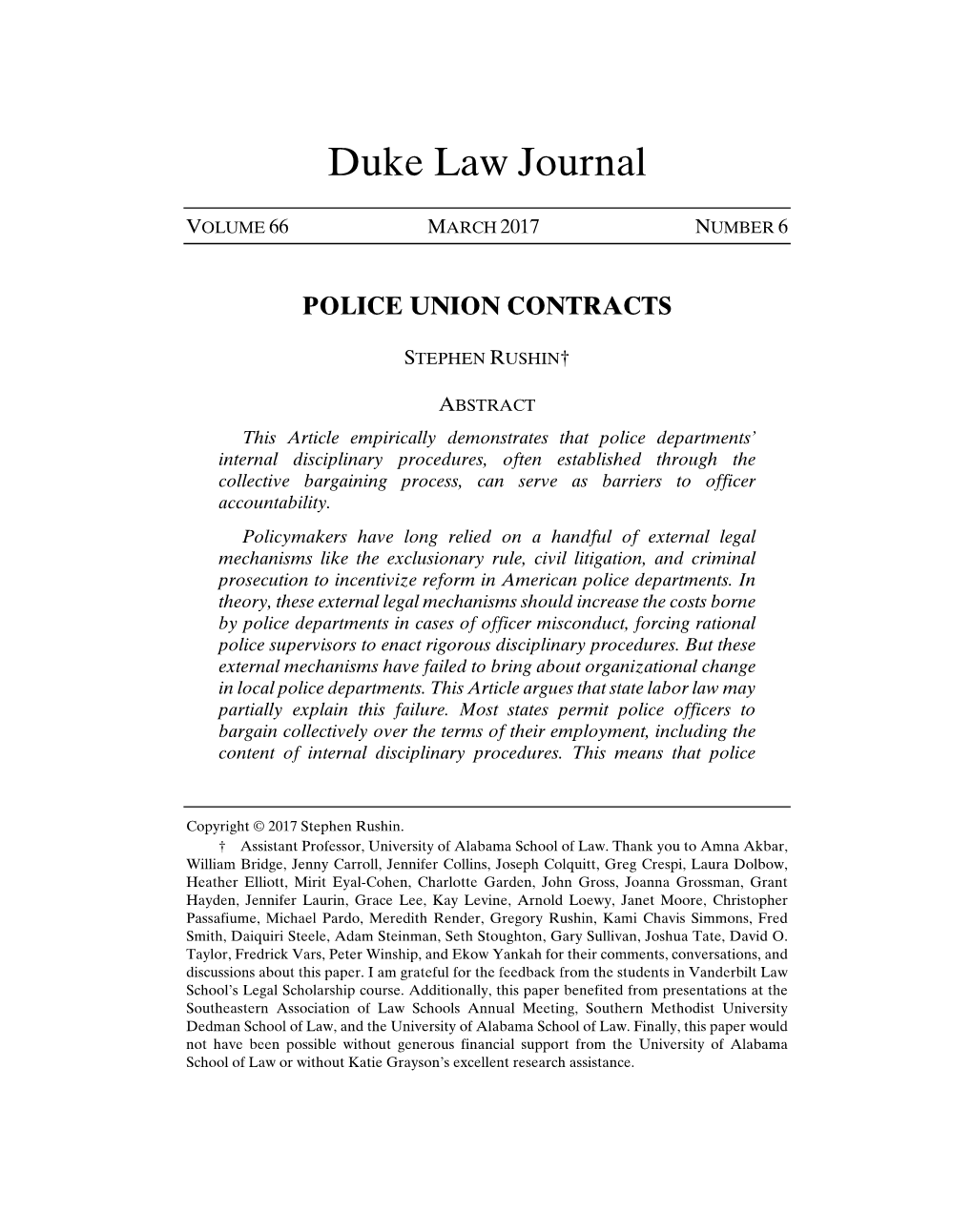 Police Union Contracts