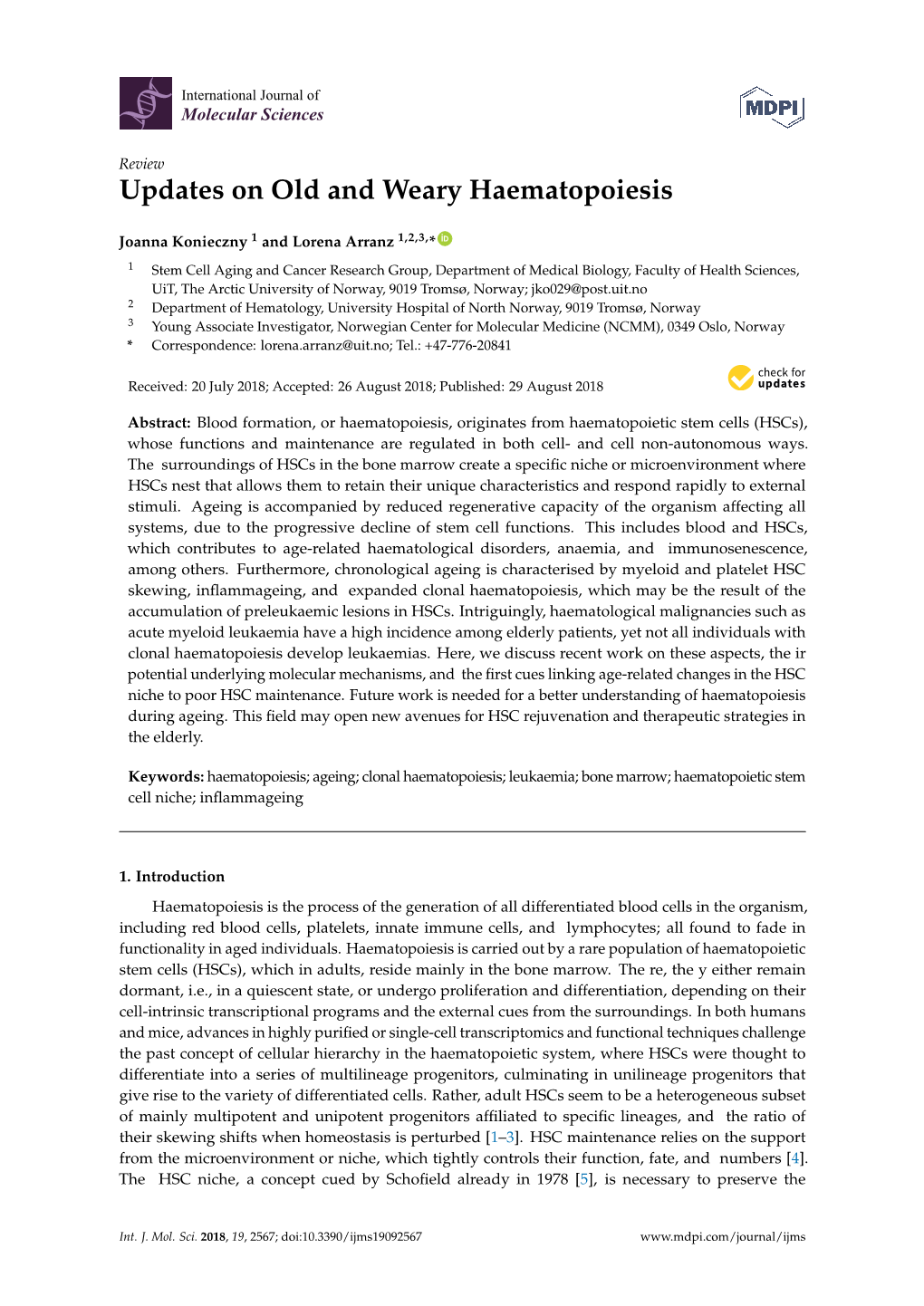 Updates on Old and Weary Haematopoiesis