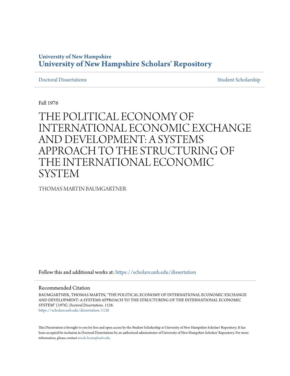 The Political Economy of International