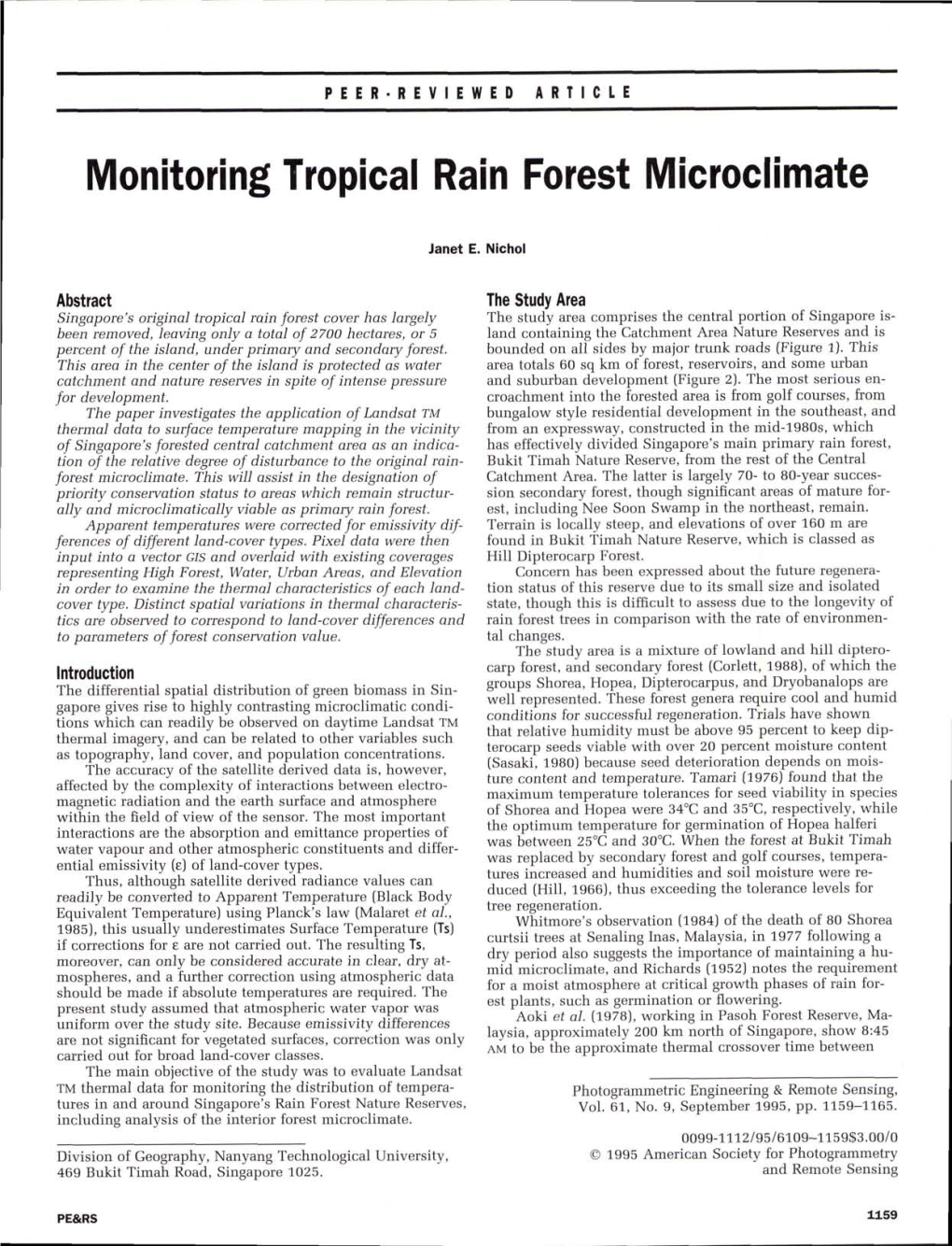 Monitoring Tropical Rain Forest Microclimate