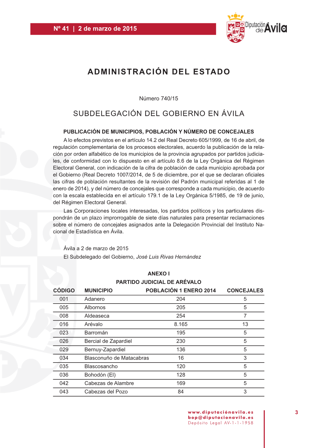 Exposición Pública De Municipios, Población Y Número De Concejales