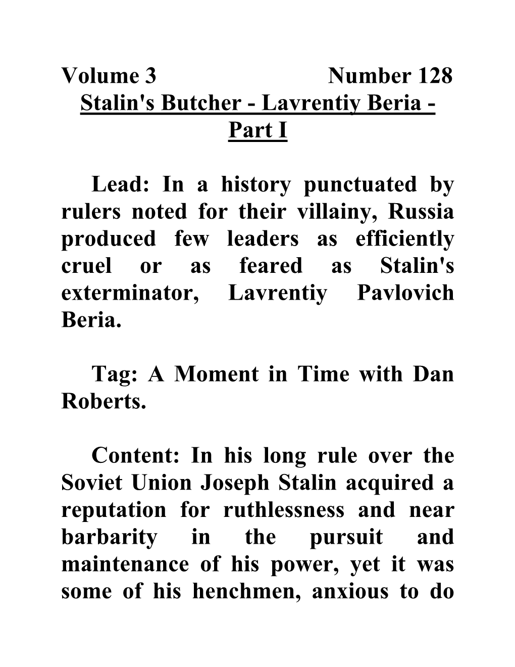 Lavrentiy Beria - Part I