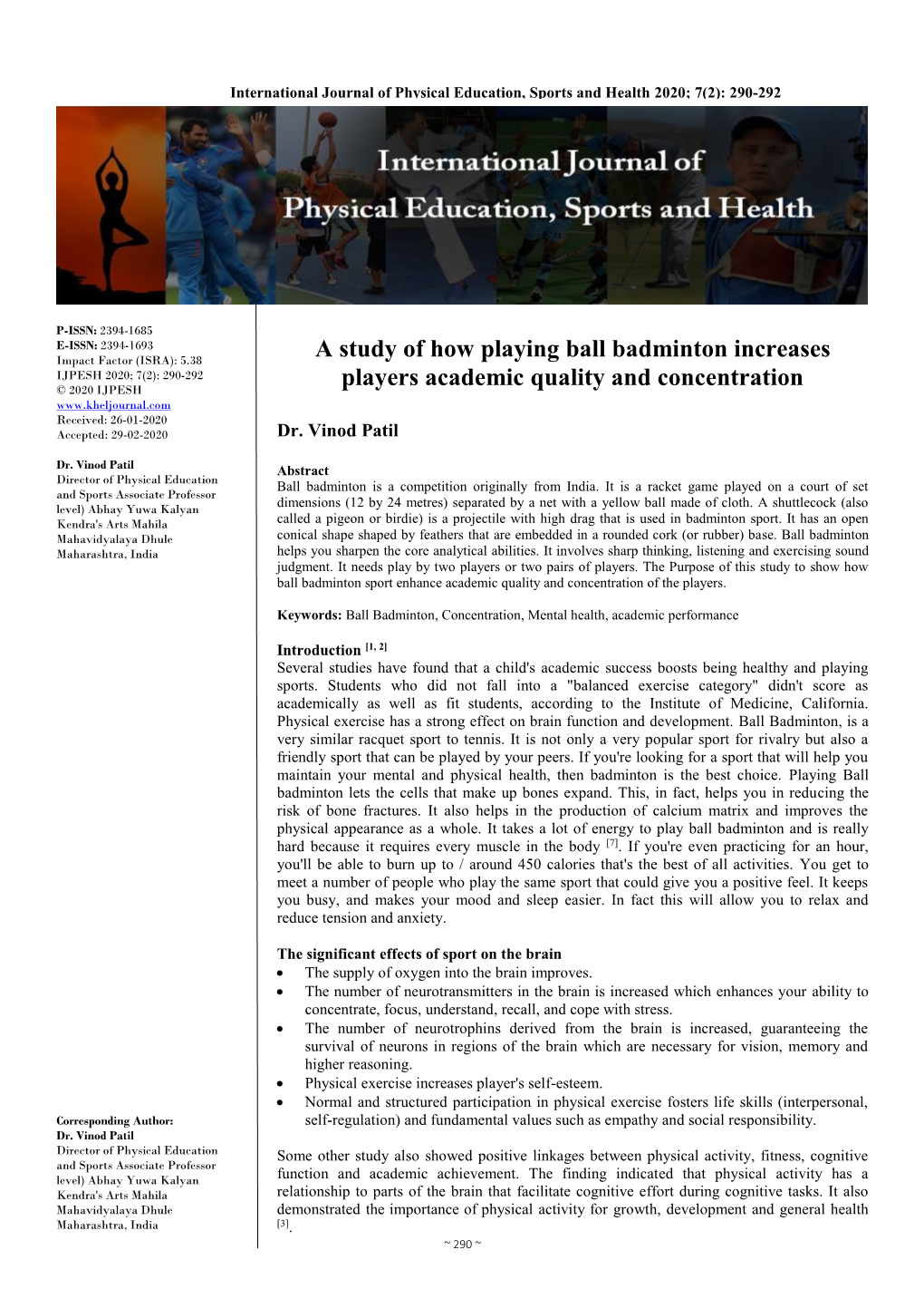 A Study of How Playing Ball Badminton Increases Players Academic Quality