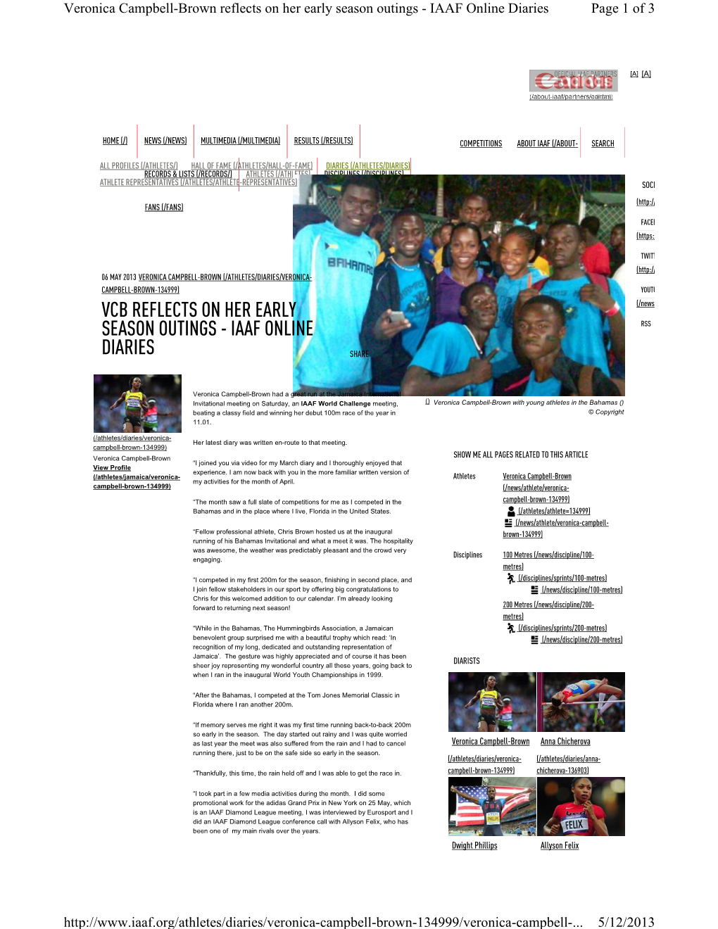 IAAF Online Diaries Page 1 of 3