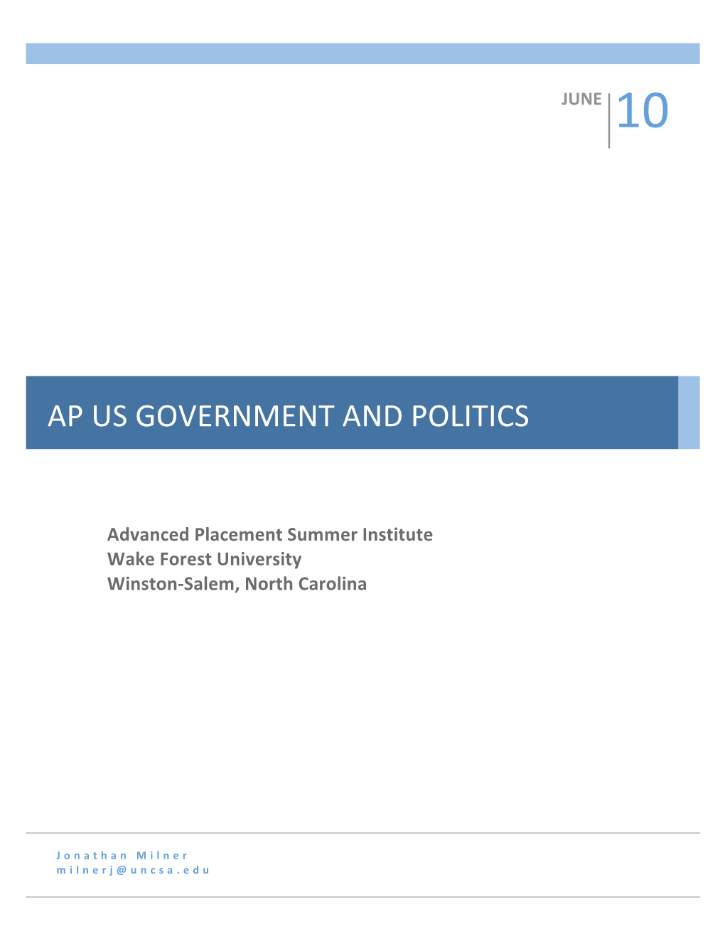 AP US Government and Politics Curriculum and Exam Structure