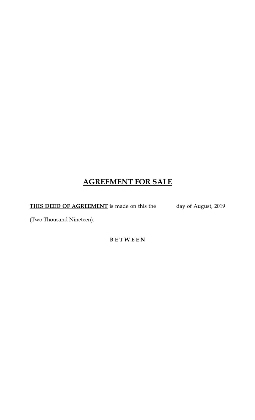 Agreement for Sale