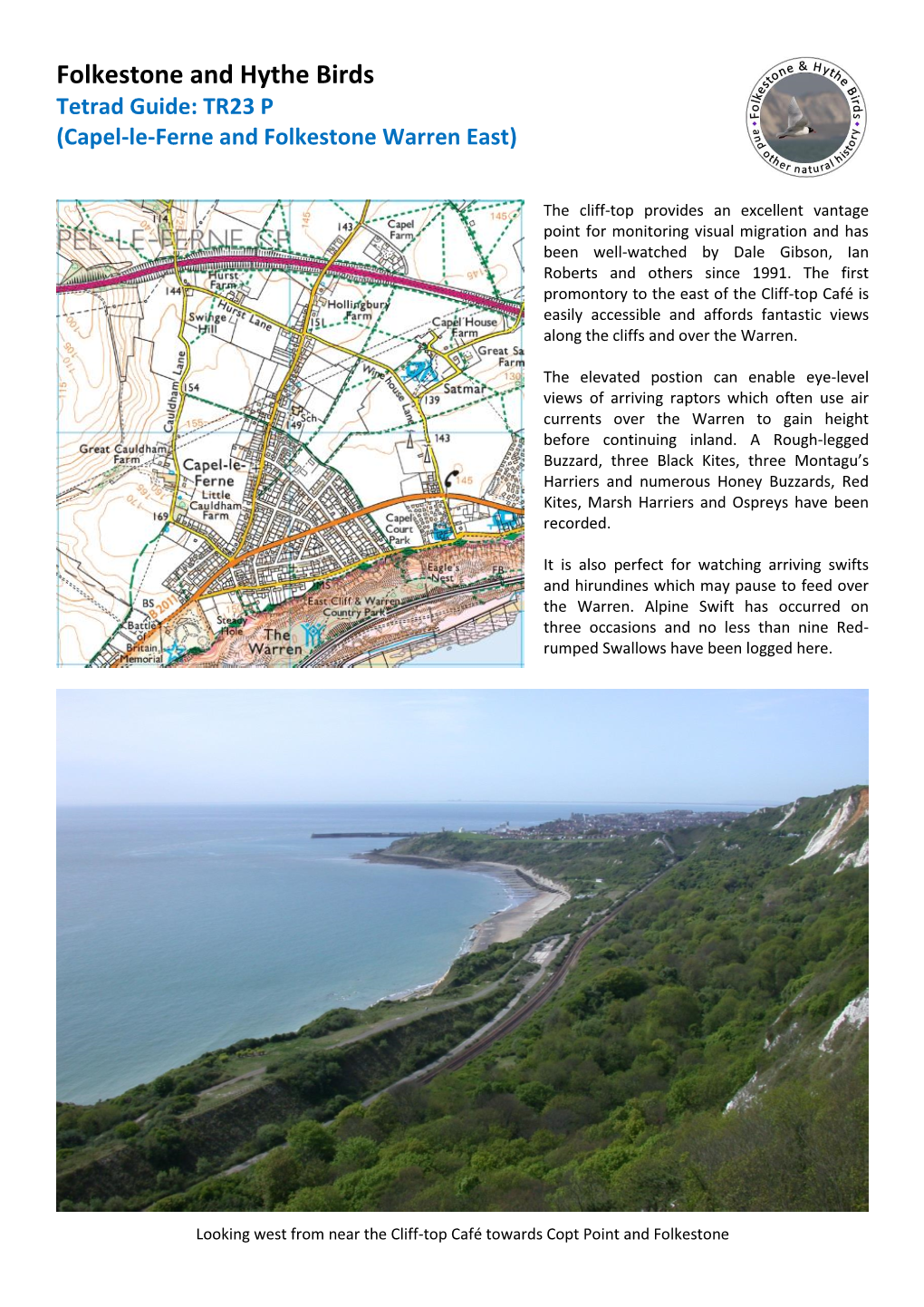 Folkestone and Hythe Birds Tetrad Guide: TR23 P (Capel-Le-Ferne and Folkestone Warren East)