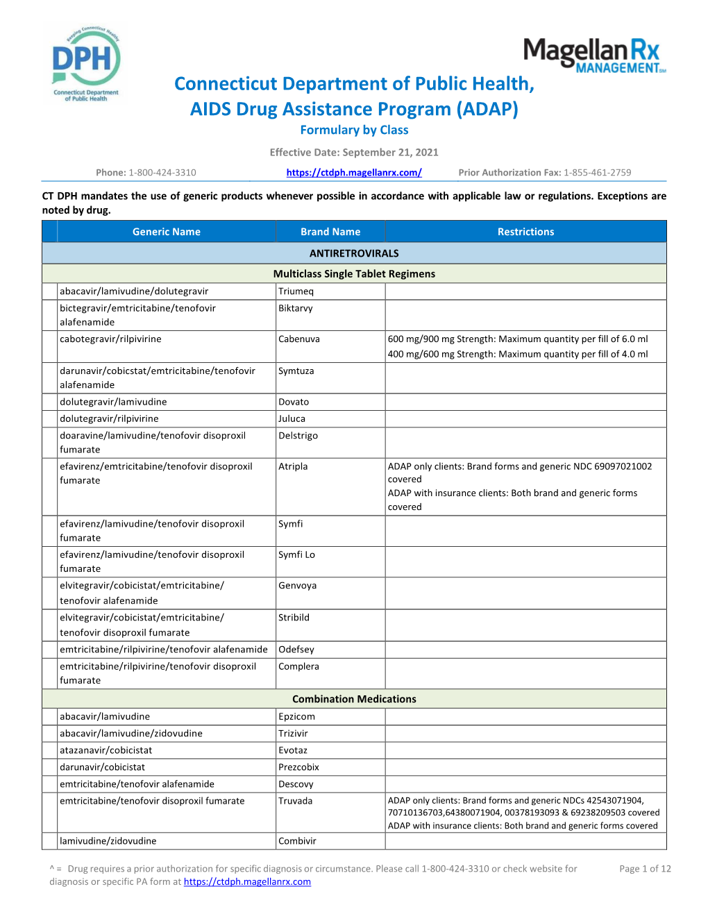 Connecticut Department of Public Health, AIDS Drug Assistance