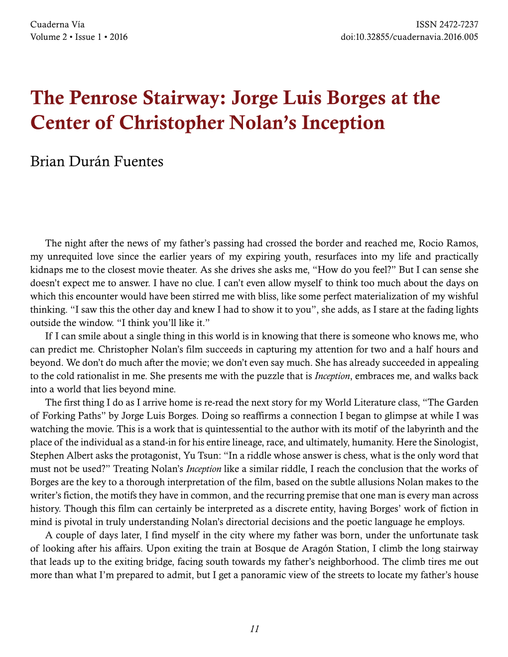 Jorge Luis Borges at the Center of Christopher Nolan's Inception