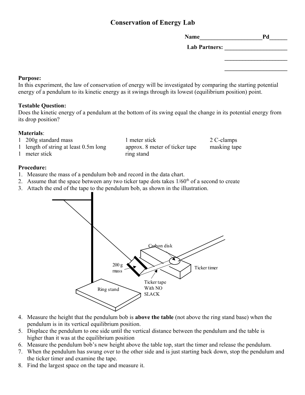 Conservation of Energy Lab