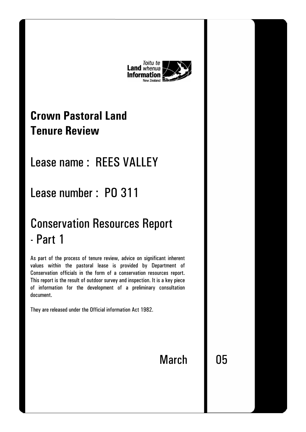 REES VALLEY Lease Number : PO 311 Conservation Resources Report