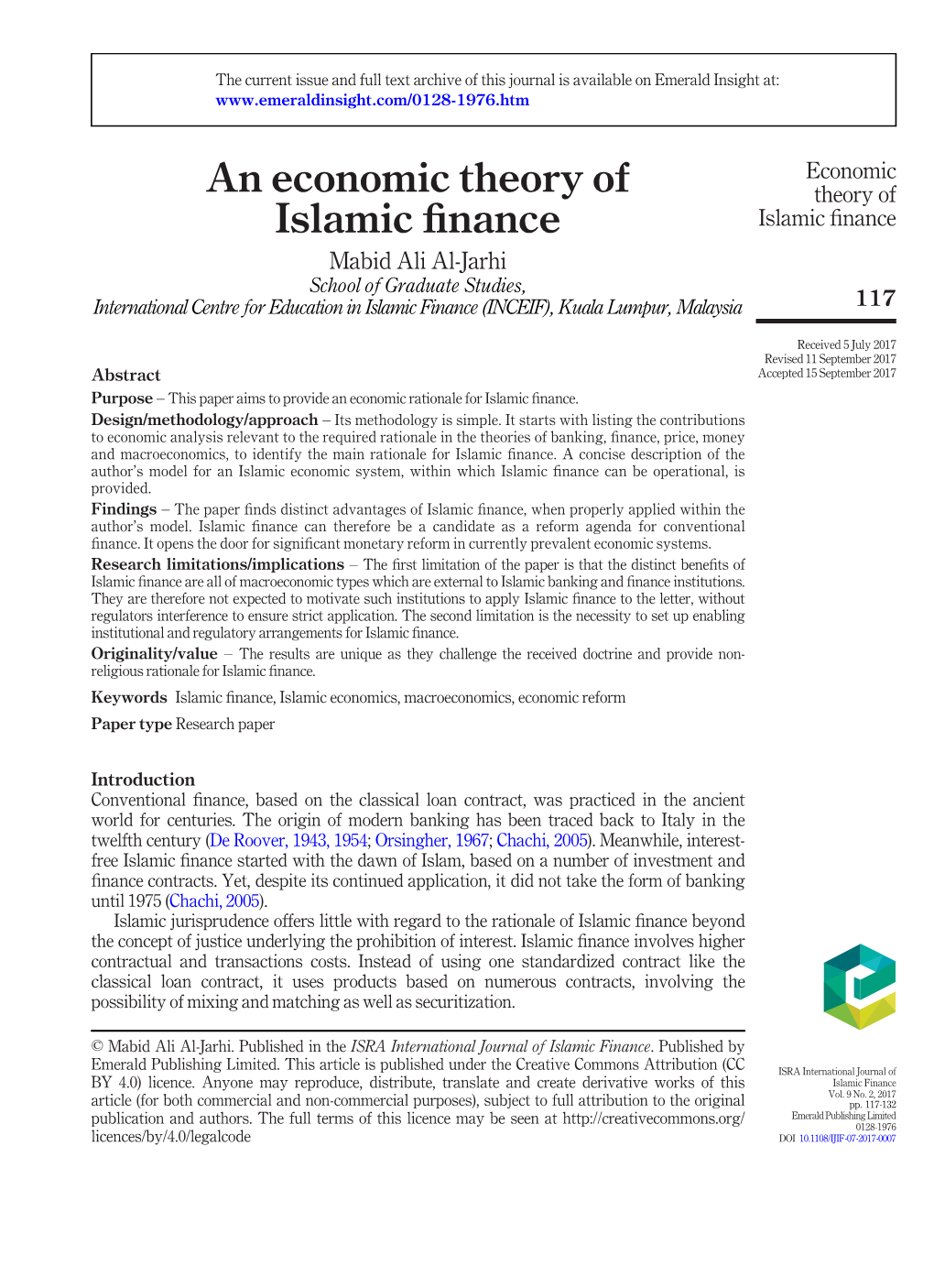 An Economic Theory of Islamic Finance