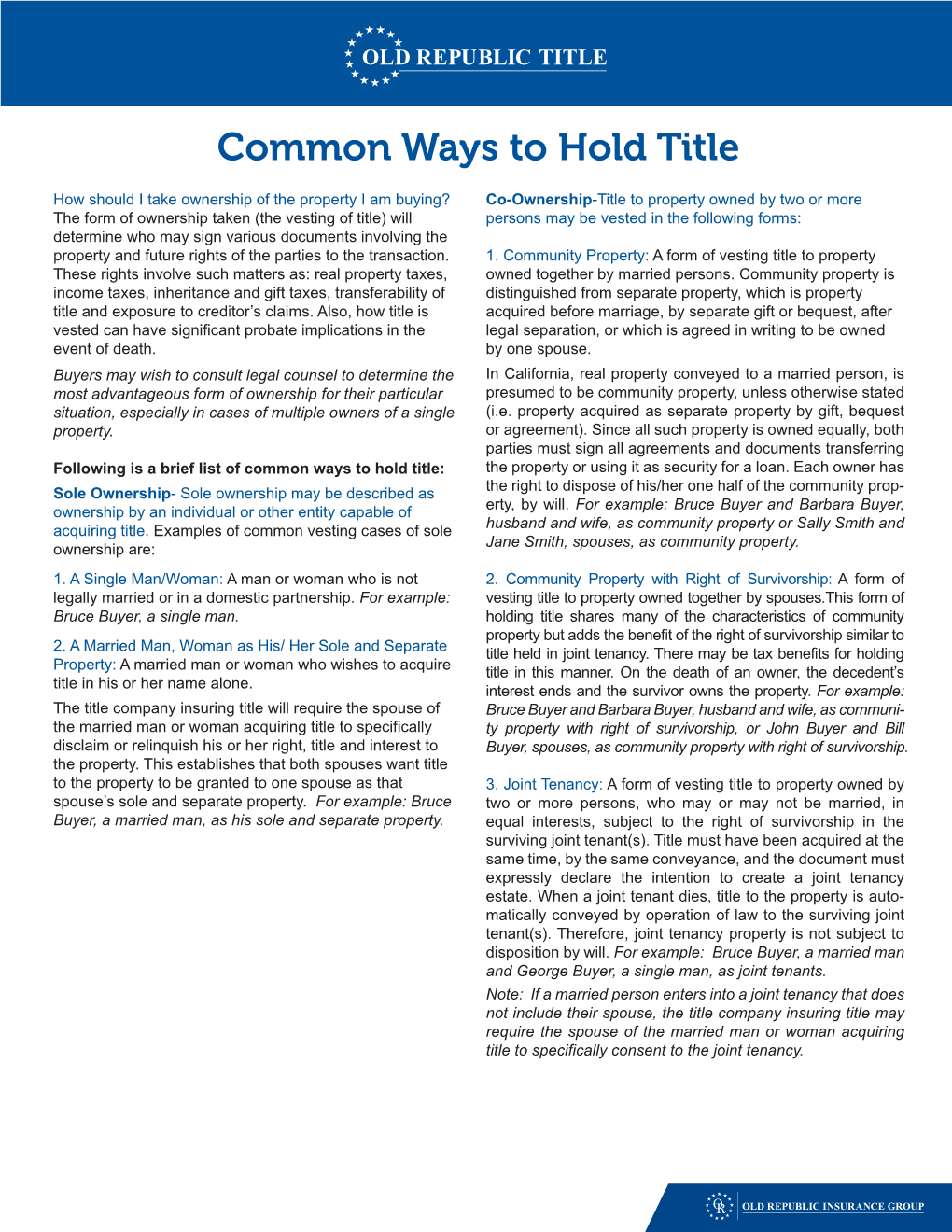 Common Ways to Hold Title