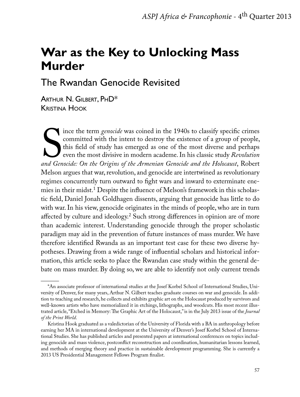 War As the Key to Unlocking Mass Murder the Rwandan Genocide Revisited