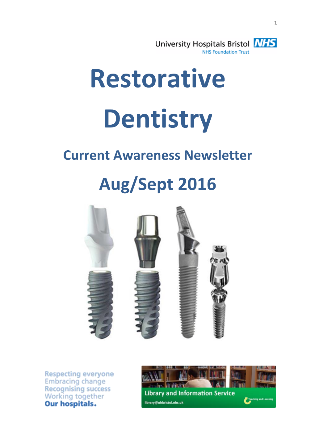 Restorative Dentistry Current Awareness Newsletter Aug/Sept 2016