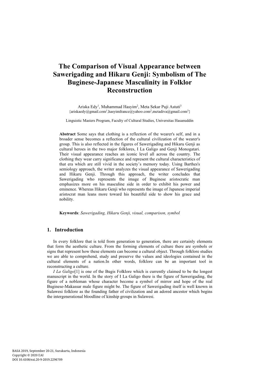 Symbolism of the Buginese-Japanese Masculinity in Folklor Reconstruction