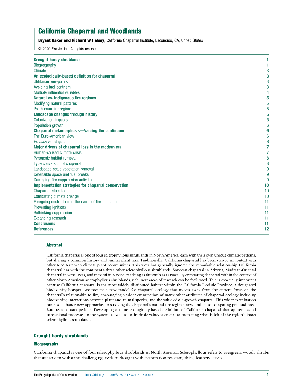 (2020). California Chaparral and Woodlands. Reference Module In