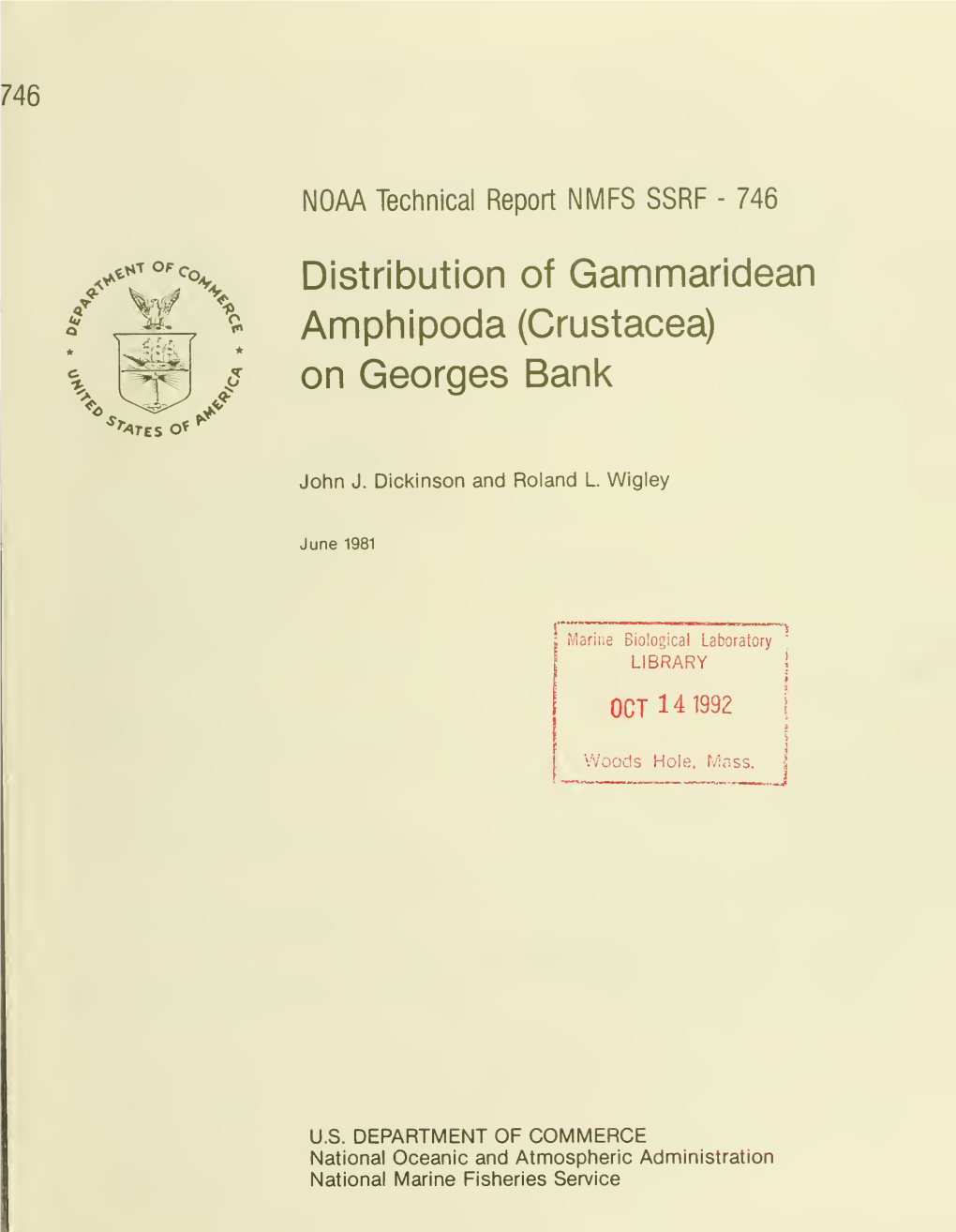 NOAA Technical Report NMFS SSRF - 746