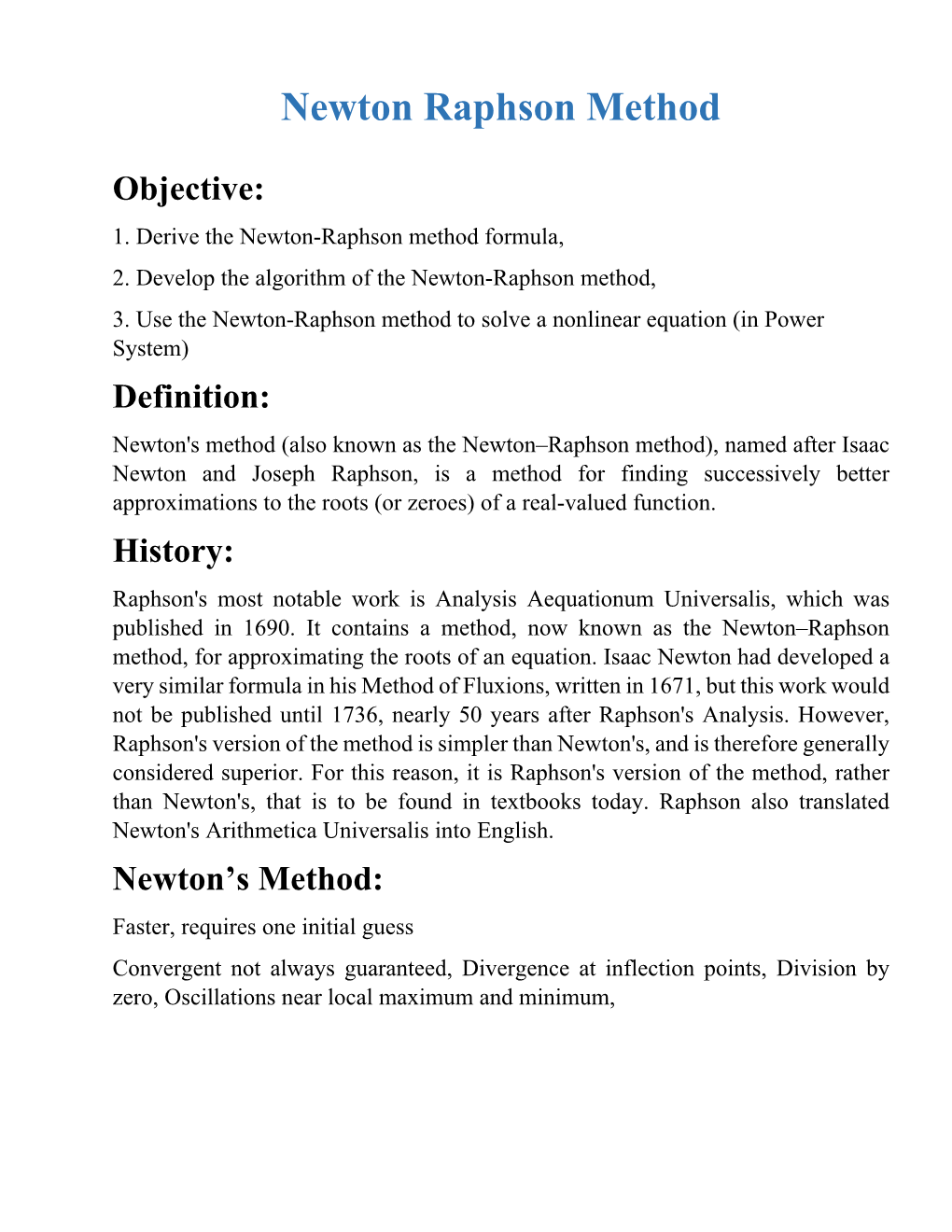 Newton Raphson Method