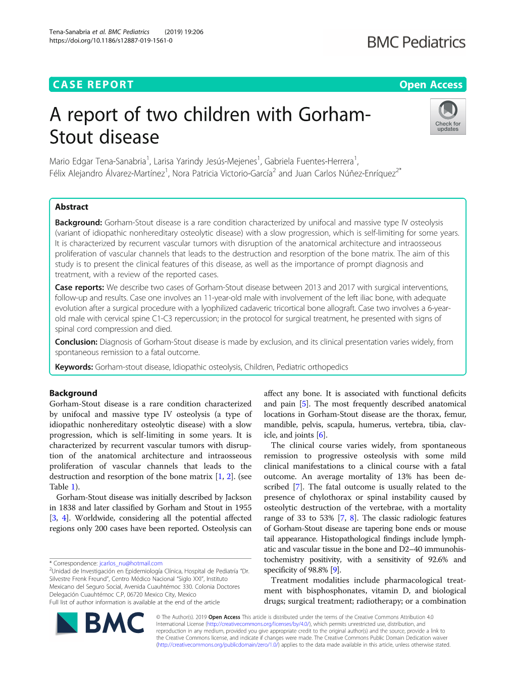 A Report of Two Children with Gorham-Stout Disease