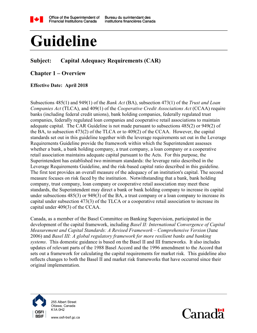 Capital Adequacy Requirements (CAR)