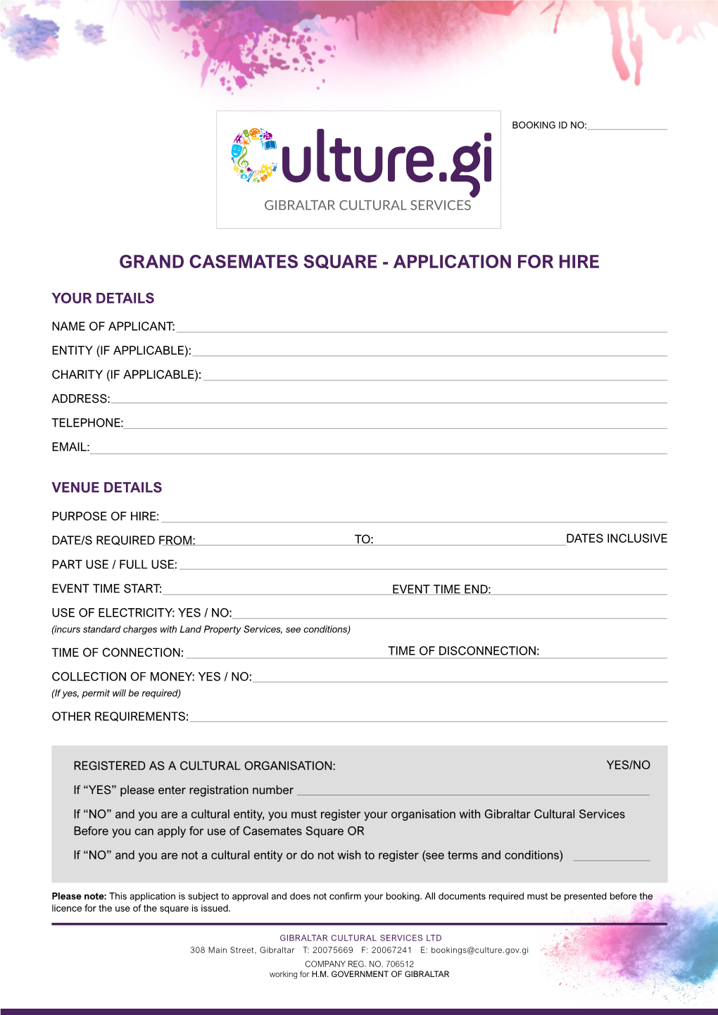 Grand Casemates Square - Application for Hire