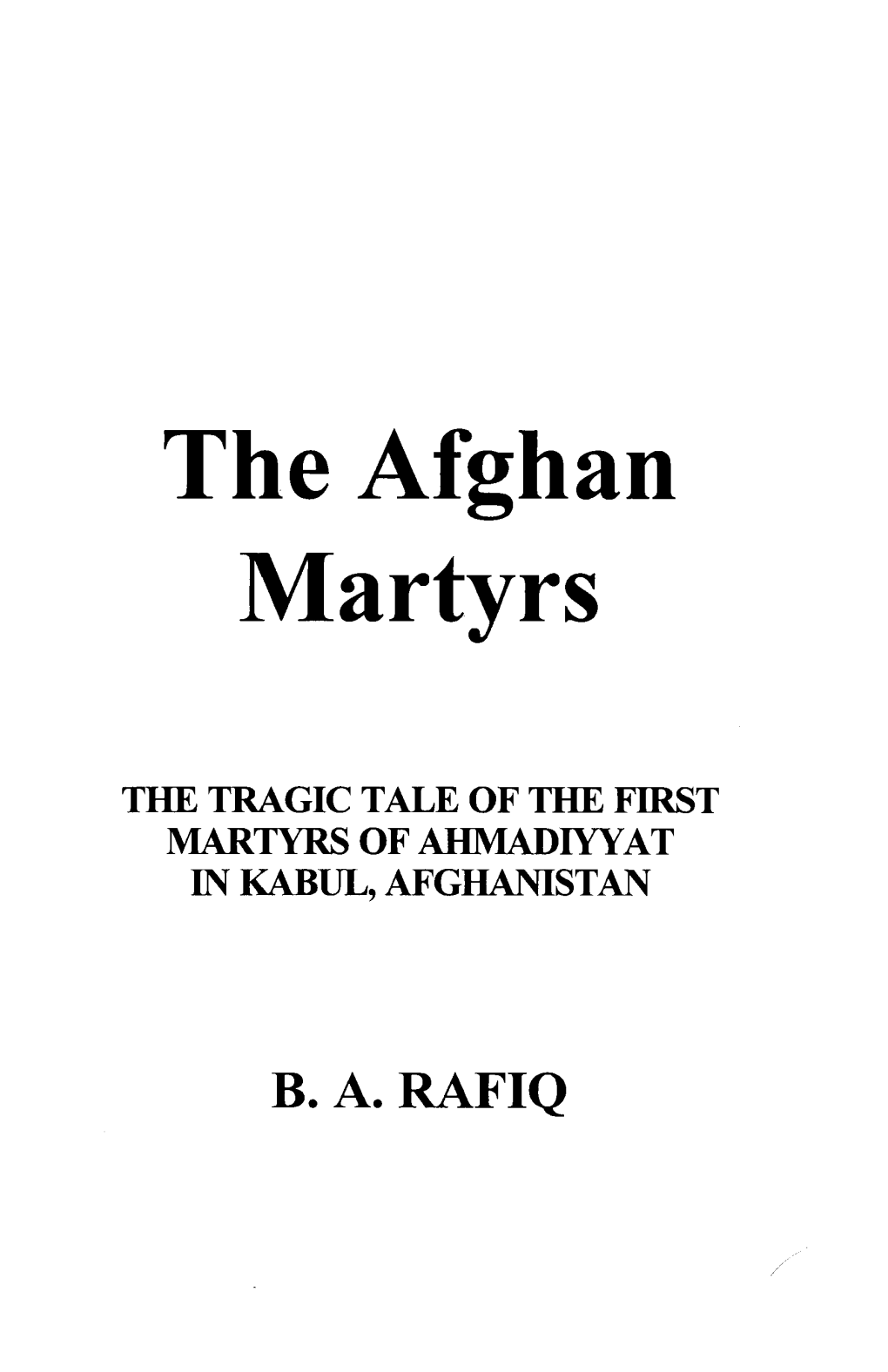 The Afghan Martyrs