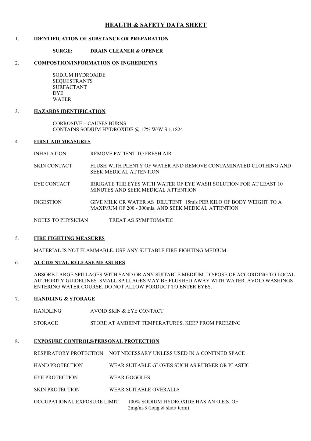 Health & Safety Data Sheet s1