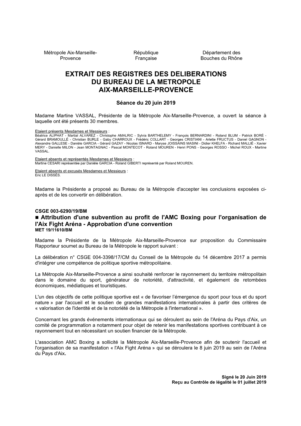 Attribution D'une Subvention Au Profit De L'amc Boxing Pour L'organisation De L'aix Fight Aréna - Approbation D'une Convention MET 19/11610/BM