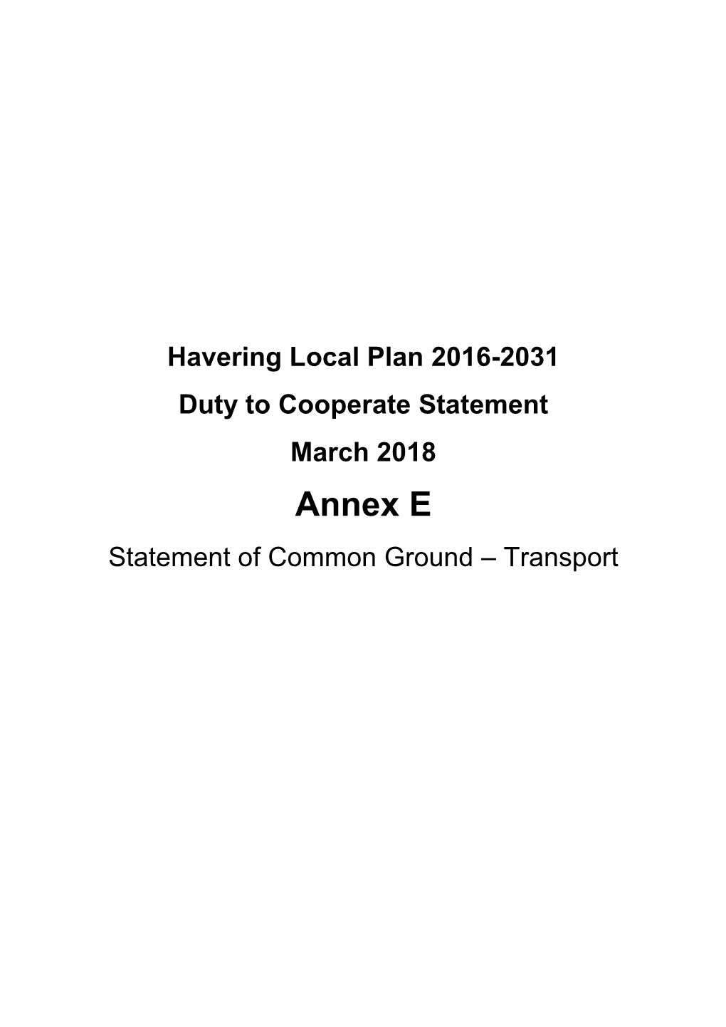 Annex E Statement of Common Ground – Transport