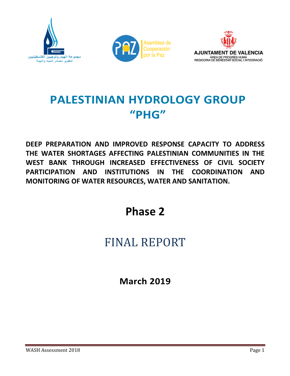 PALESTINIAN HYDROLOGY GROUP “PHG” Phase 2 FINAL REPORT