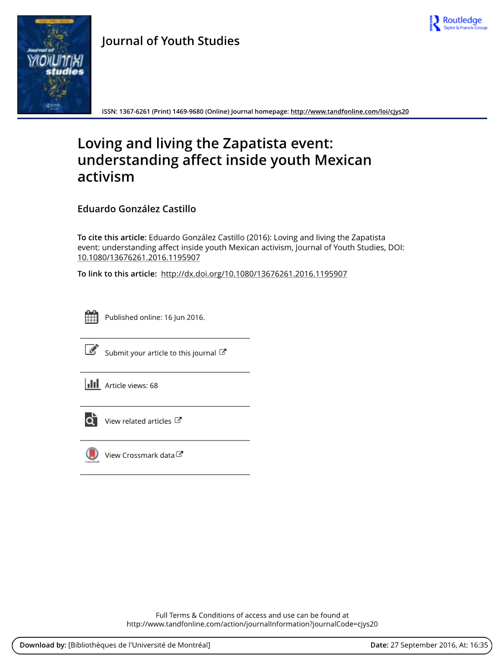 Loving and Living the Zapatista Event: Understanding Affect Inside Youth Mexican Activism